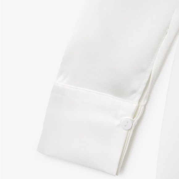 Zara White Wrap Front Satin Effect Dress - Picture 16 of 16